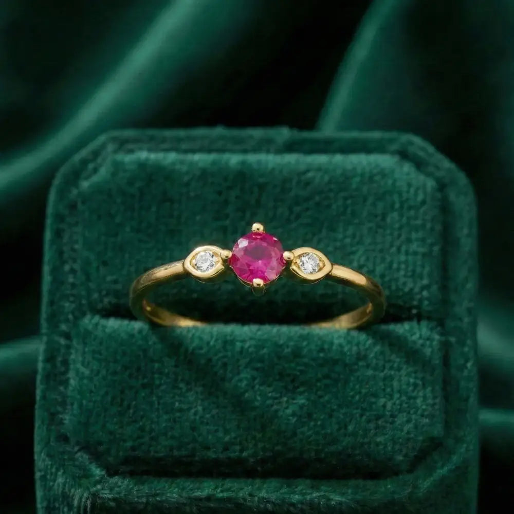 14K Solid Gold Infinity Ring Ruby CZ Ring Minimal – Gold of America