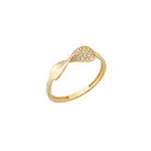 14K Solid Gold Initial Mobius CZ Ring - Stackable Rings