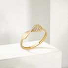 14K Solid Gold Initial Mobius CZ Ring - Stackable Rings