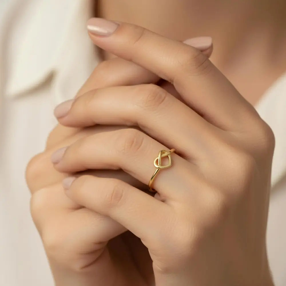 14K Solid Gold Knot Ring Elegant Handcrafted Jewelry for Women