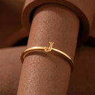 14K Solid Gold Letter J Ring Initial Jewelry for Women