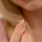 14K Solid Gold Letter J Ring Initial Jewelry for Women