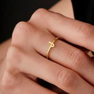 14K Solid Gold Letter J Ring Initial Jewelry for Women