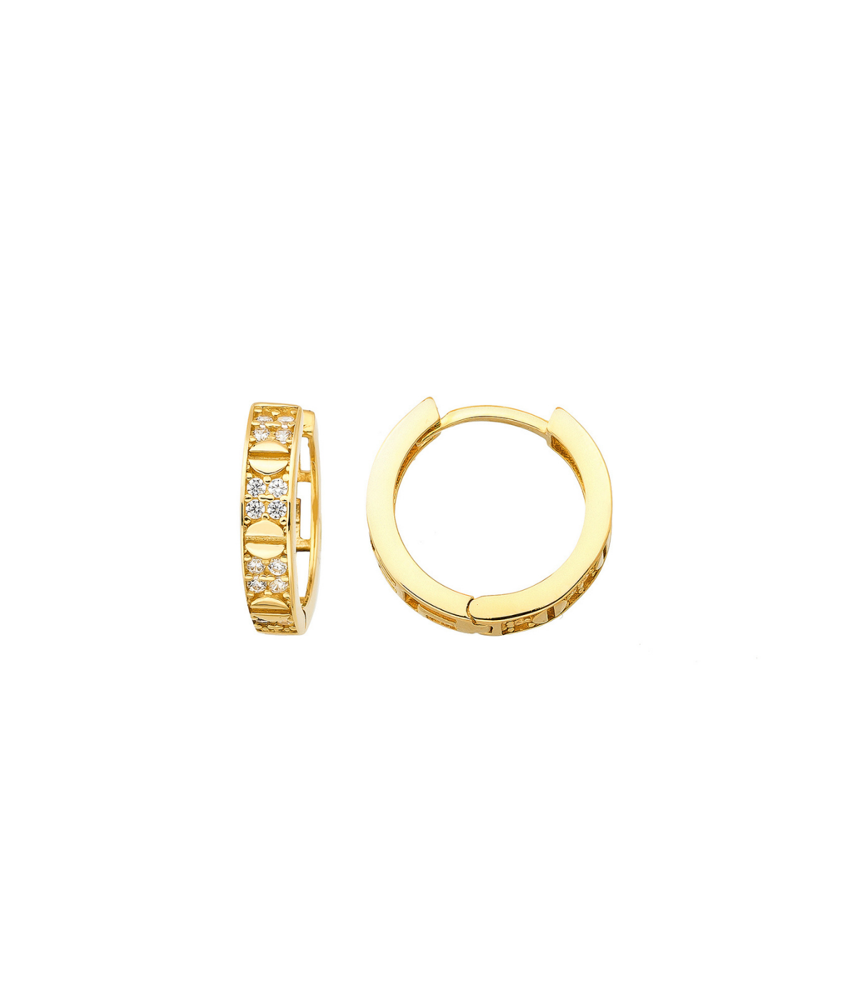 14K Solid Gold Minimalist Hoops Huggies Earrings - Earrings