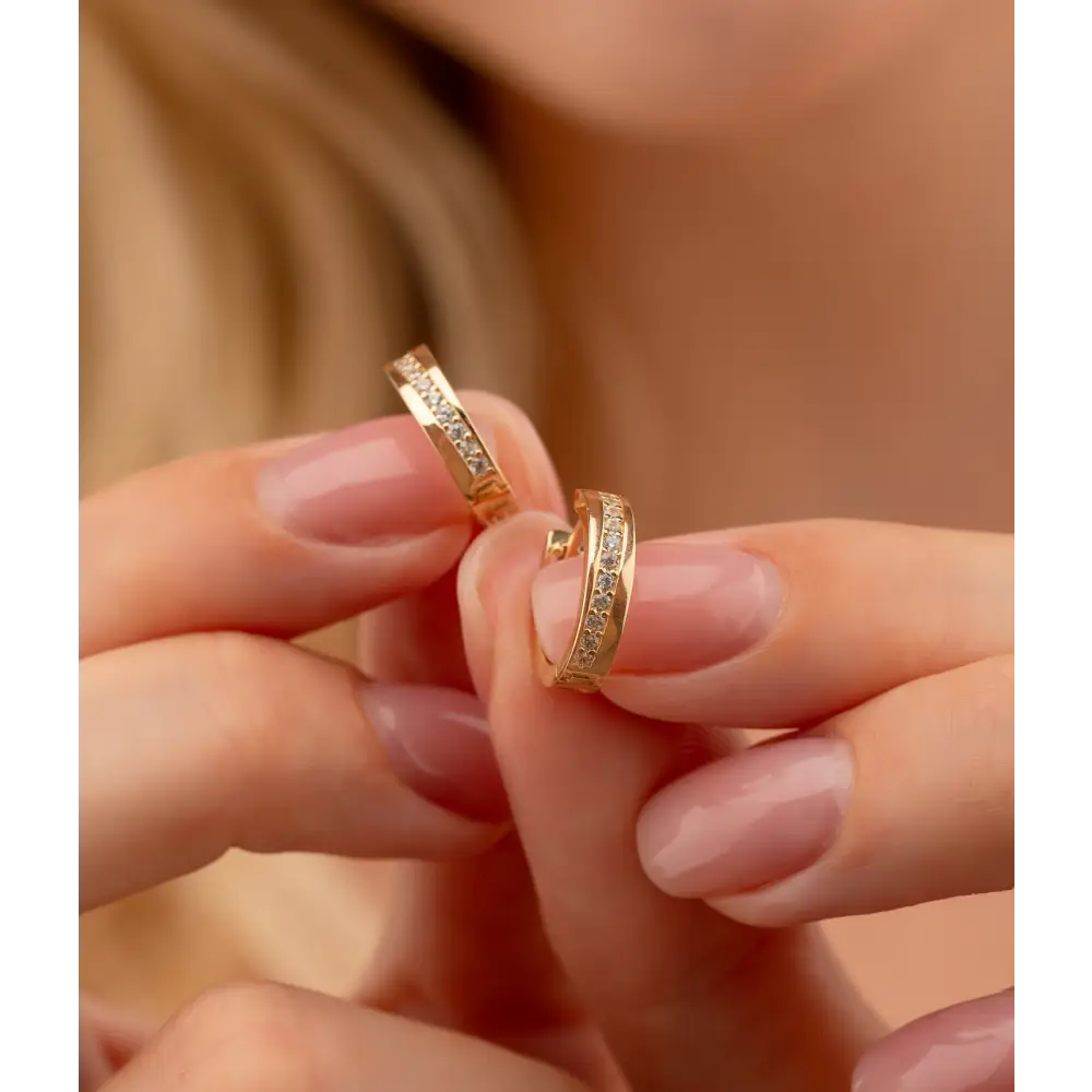 14K Solid Gold Minimalist Tiny Hoop Earring - Earrings