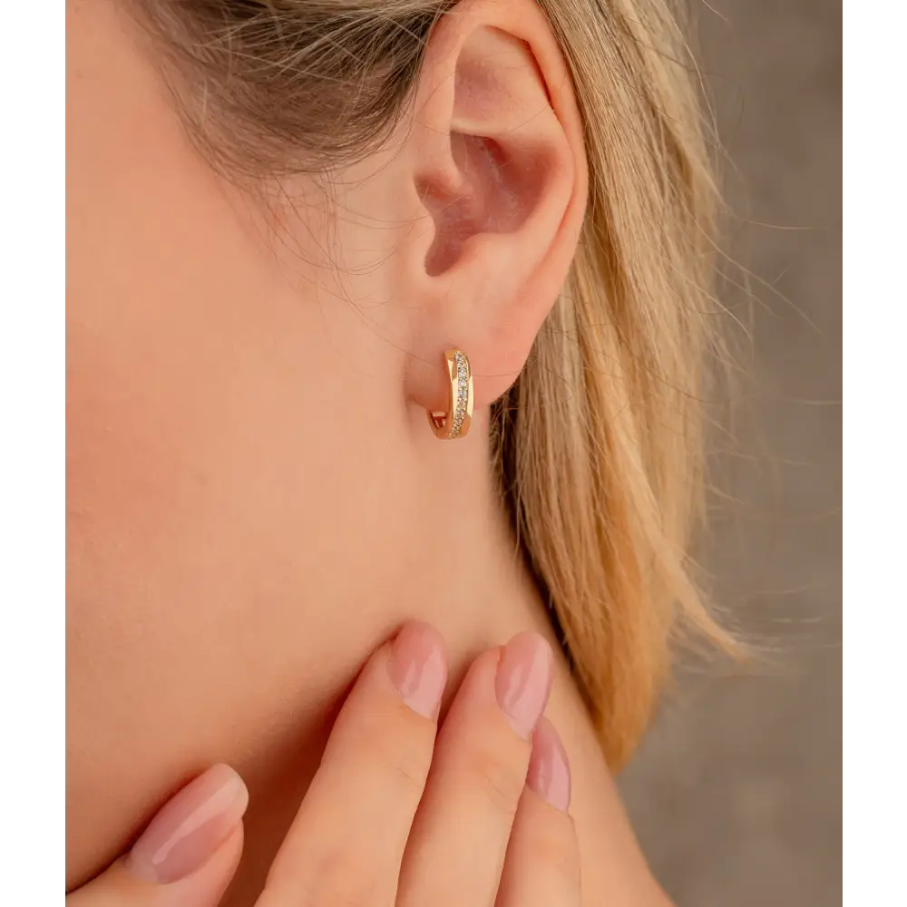 14K Solid Gold Minimalist Tiny Hoop Earring - Earrings