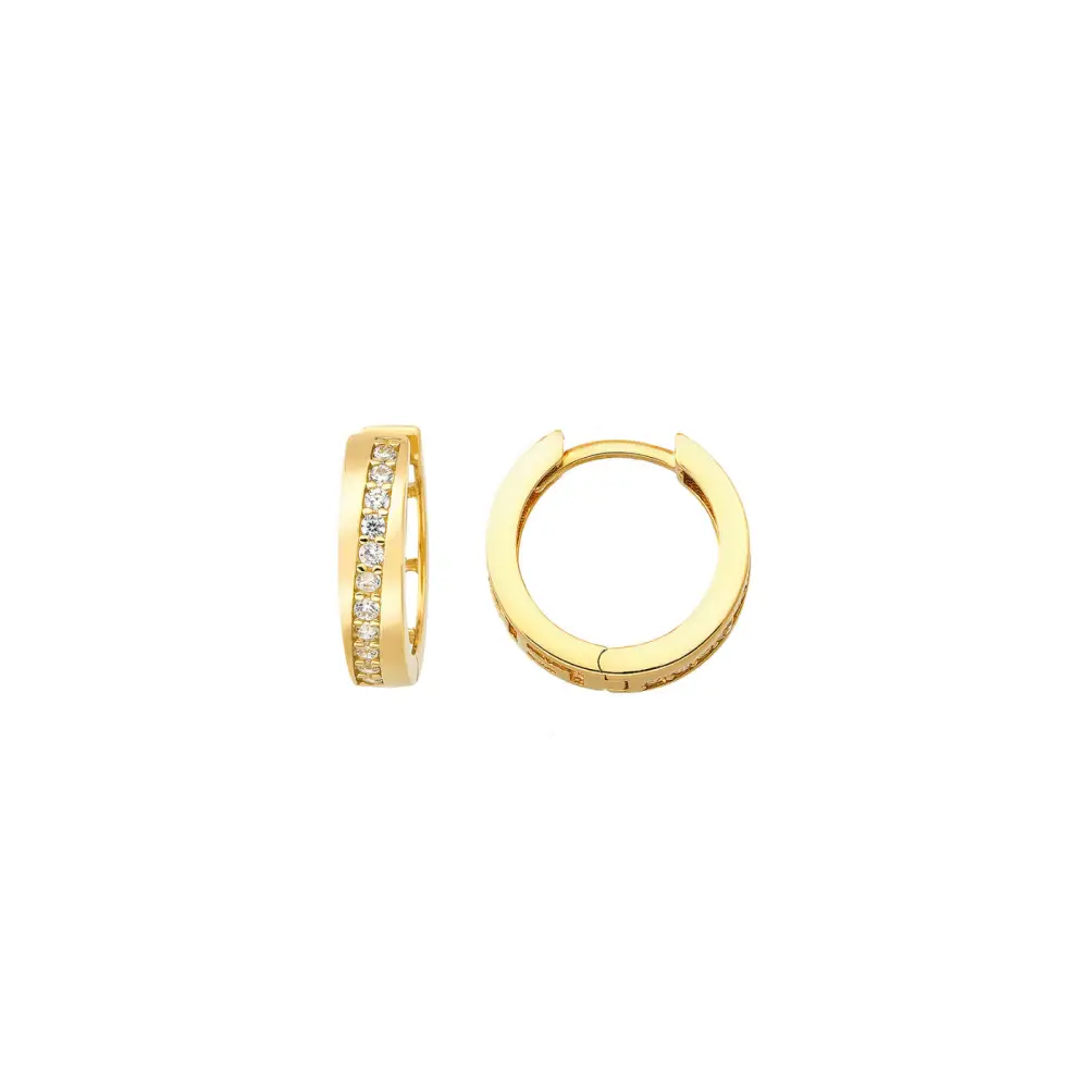 14K Solid Gold Minimalist Tiny Hoop Earring - Earrings