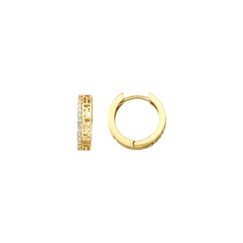 14K Solid Gold Minimalist Tiny Shiny Classic Hoops Huggies - Earrings