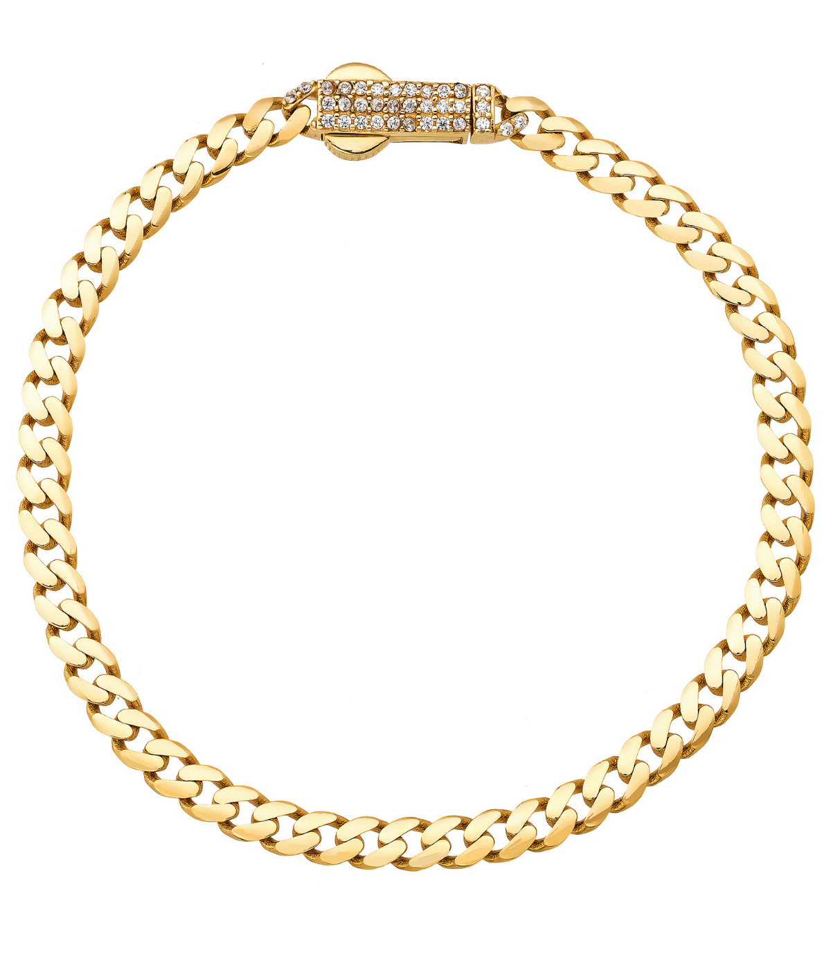14K Solid Gold Monaco Chain Bracelet 4mm - 7 inch - Chains