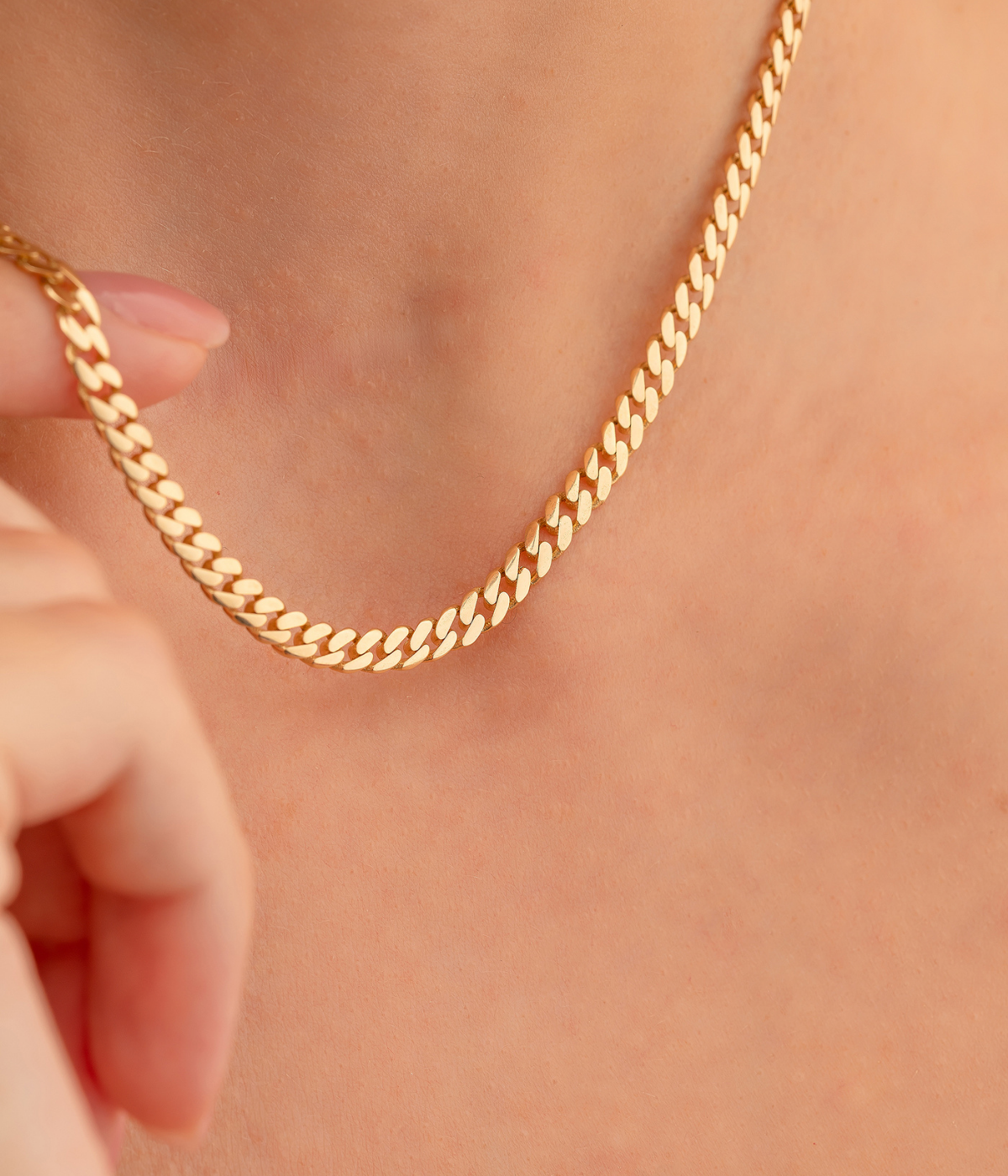 14K Solid Gold Monaco Chain Necklace 4 mm - Chains