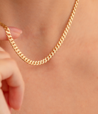 14K Solid Gold Monaco Chain Necklace 4 mm - Chains