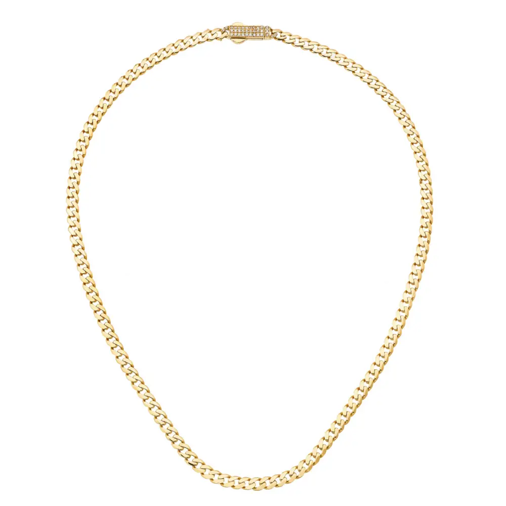 14K Solid Gold Monaco Chain Necklace 4 mm - Chains