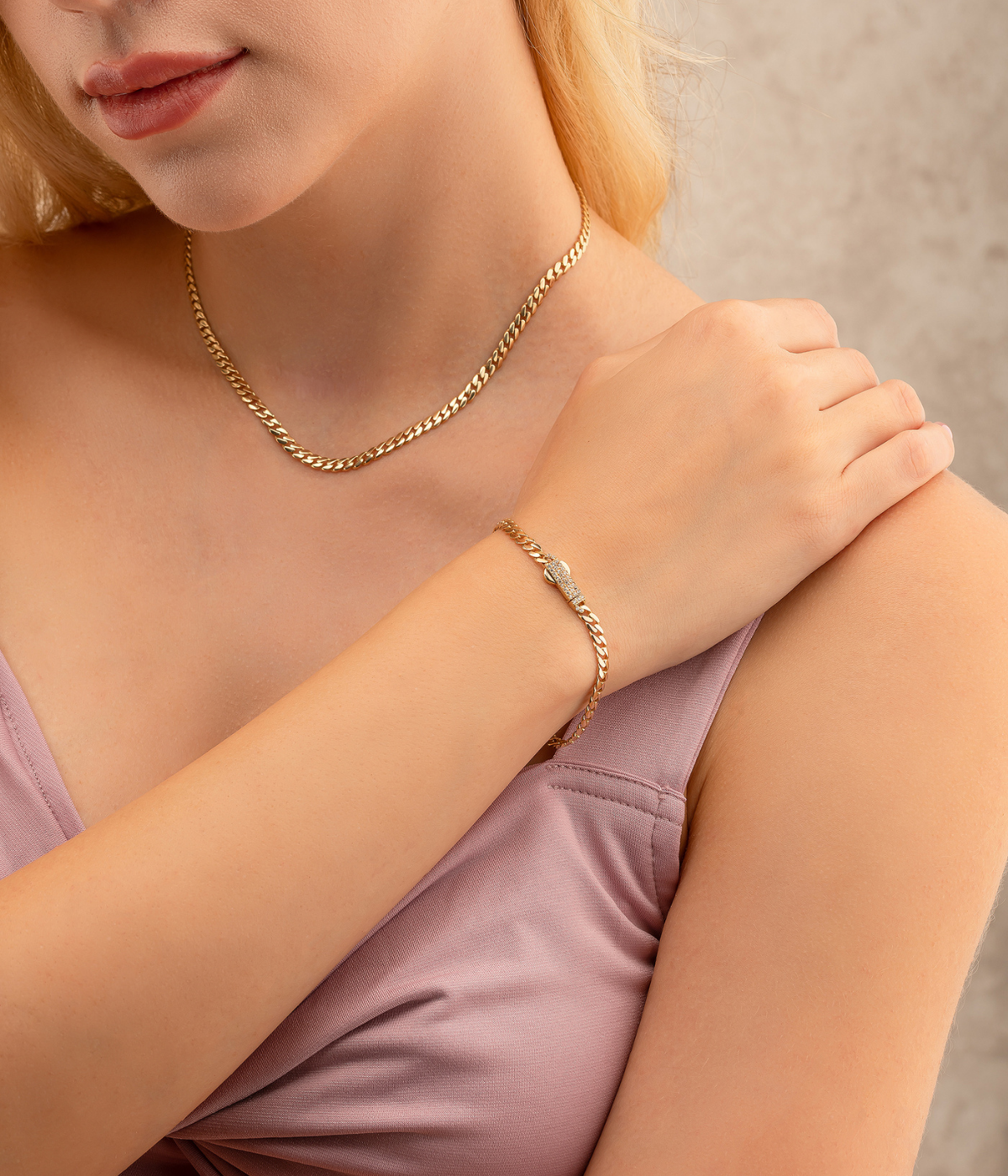 14K Solid Gold Monaco Chain Necklace 4 mm - Chains