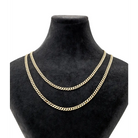 14K Solid Gold Monaco Chain Necklace 4 mm - Chains