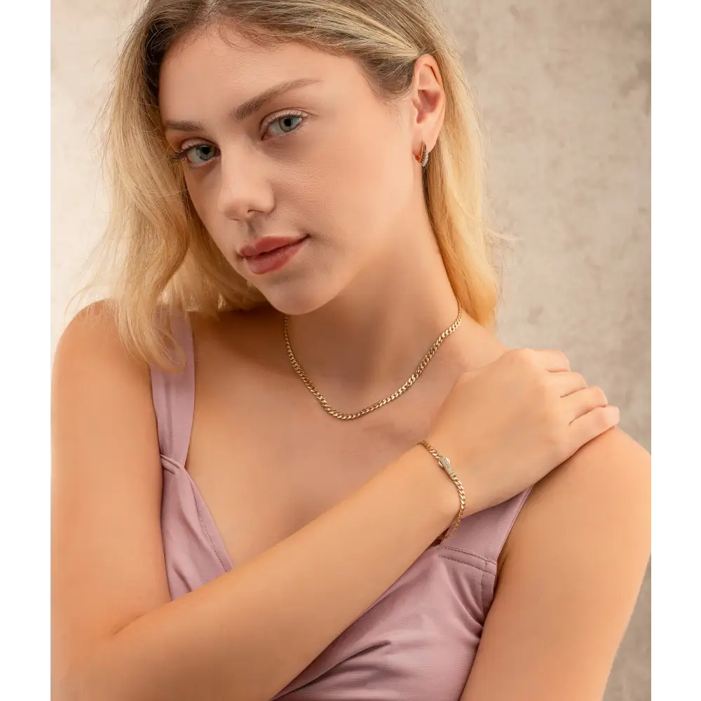 14K Solid Gold Monaco Chain Necklace 4 mm - Chains