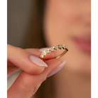 14K Solid Gold Multiple Heart CZ Stoned Ring - Rings