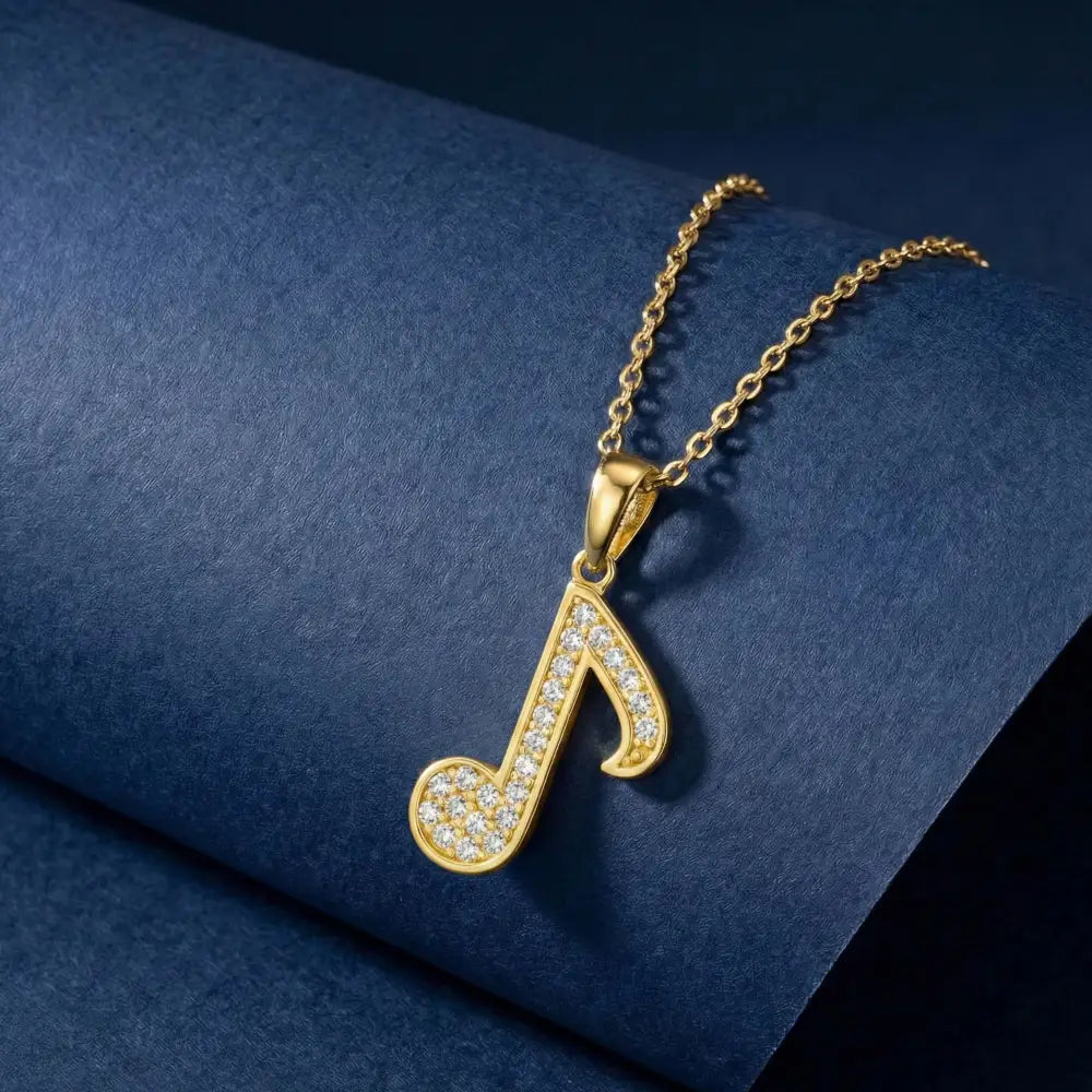 14K Solid Gold Music Note Necklace CZ Sparkle Music Symbol Pendant Dainty Choir Jewelry Music Lover Gift for Daughter