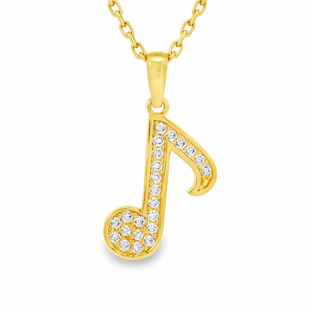 14K Solid Gold Music Note Necklace CZ Sparkle Music Symbol Pendant Dainty Choir Jewelry Music Lover Gift for Daughter