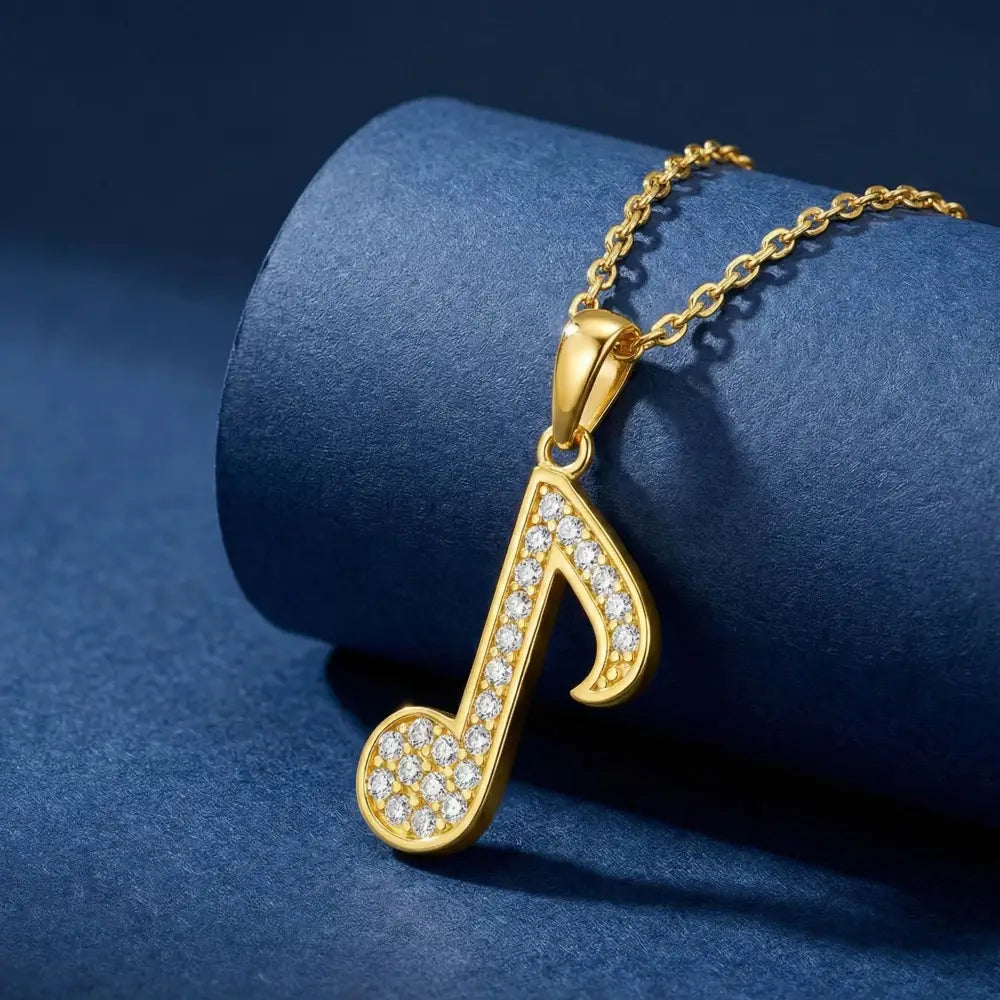 14K Solid Gold Music Note Necklace CZ Sparkle Music Symbol Pendant Dainty Choir Jewelry Music Lover Gift for Daughter