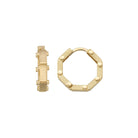 14K Solid Gold Octagon Hoop Earrings | 17.8mm Thick Huggie Hoops for Women - SIngle (1 Earring) / 14K Yellow Gold