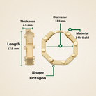 14K Solid Gold Octagon Hoop Earrings | 17.8mm Thick Huggie Hoops for Women - Hoop Earrings