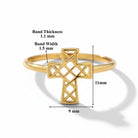 14K Solid Gold Open Cross Ring Minimalist Religious Jewelry