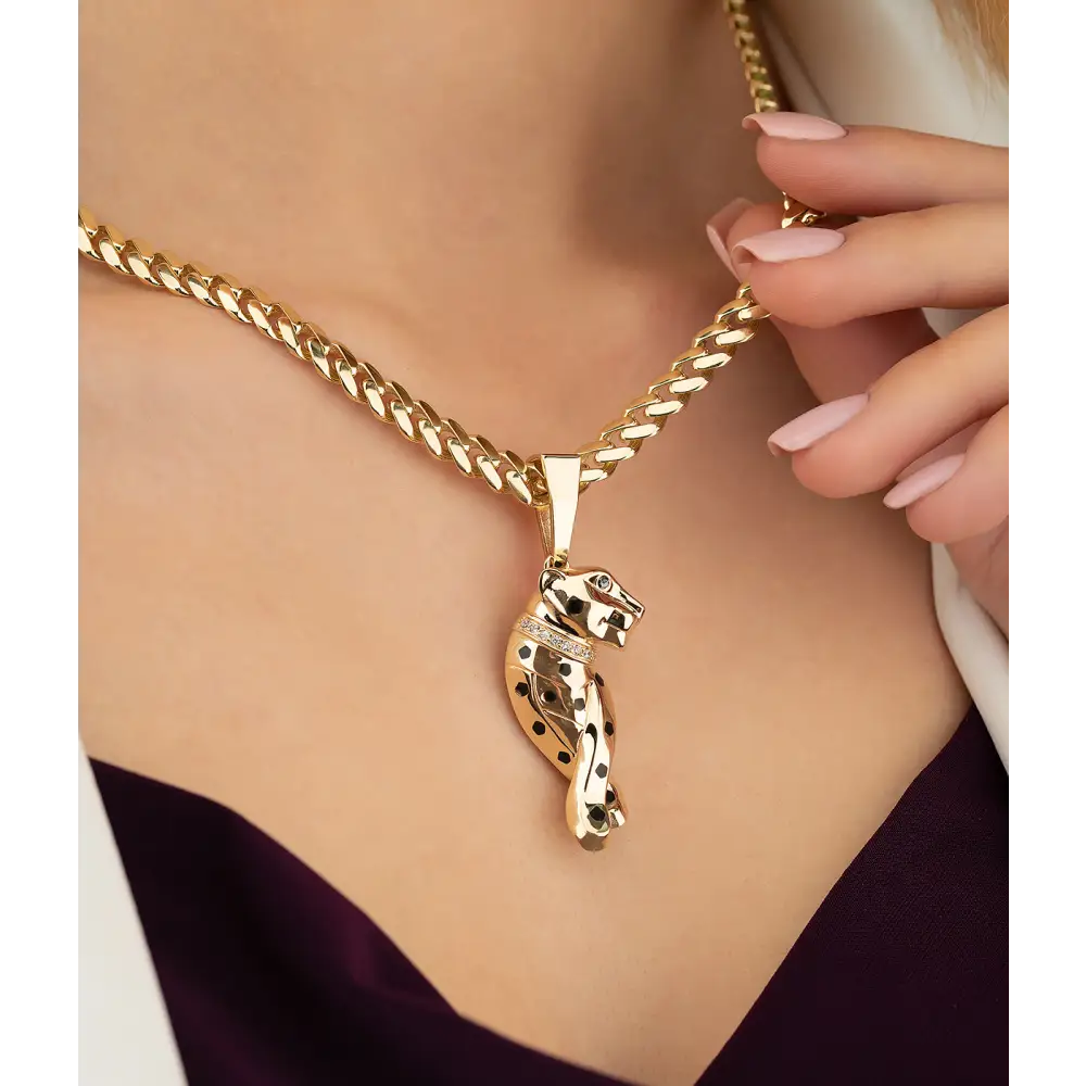 14K Solid Gold Panther Pendant - Pendants