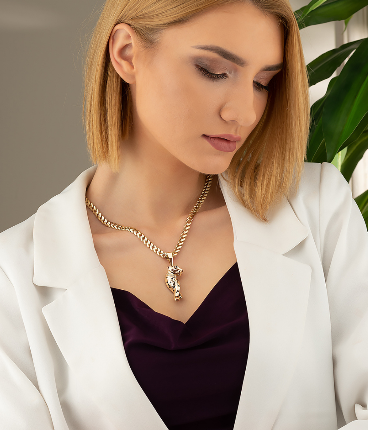 14K Solid Gold Panther Pendant - Pendants