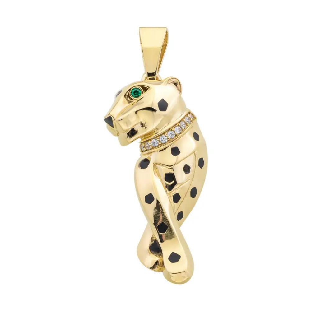 14K Solid Gold Panther Pendant - Pendants