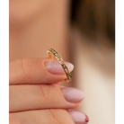 14K Solid Gold Paper Clip Link Bangle Ring - Rings