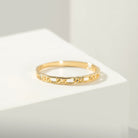 14K Solid Gold Paper Clip Link Bangle Ring - Rings