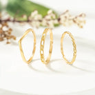 14K Solid Gold Paper Clip Link Bangle Ring - Rings
