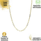 14K Solid Gold Paperclip Chain Necklace 1.9mm 2.2mm 3.4mm 16 18 20 Inch Trendy Rectangle Link Minimalist Jewelry Gift