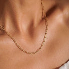 14K Solid Gold Paperclip Chain Necklace 1.9mm 2.2mm 3.4mm 16 18 20 Inch Trendy Rectangle Link Minimalist Jewelry Gift