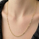 14K Solid Gold Paperclip Chain Necklace 1.9mm 2.2mm 3.4mm 16 18 20 Inch Trendy Rectangle Link Minimalist Jewelry Gift