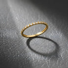 14K Solid Gold Pave Wedding Band with Simulated Diamonds Dainty CZ Ring