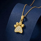 14K Solid Gold Paw Print Necklace Sparkling Pet Lover Pendant Charm Dog Mom Jewelry Cat Memorial Gift Tiny Animal Disc