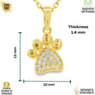 14K Solid Gold Paw Print Necklace Sparkling Pet Lover Pendant Charm Dog Mom Jewelry Cat Memorial Gift Tiny Animal Disc