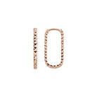 14K Solid Gold Rectangle Huggie Earrings – Tiny Diamond-Cut Oval Hoops (16mm 19mm 24mm) - Single Small / 14K Rose Gold