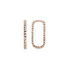 14K Solid Gold Rectangle Huggie Earrings – Tiny Diamond-Cut Oval Hoops (16mm 19mm 24mm) - Single Small / 14K Rose Gold