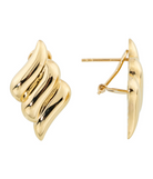 14K Solid Gold Ribbed Hinged Omega Back Earrings - Earrings