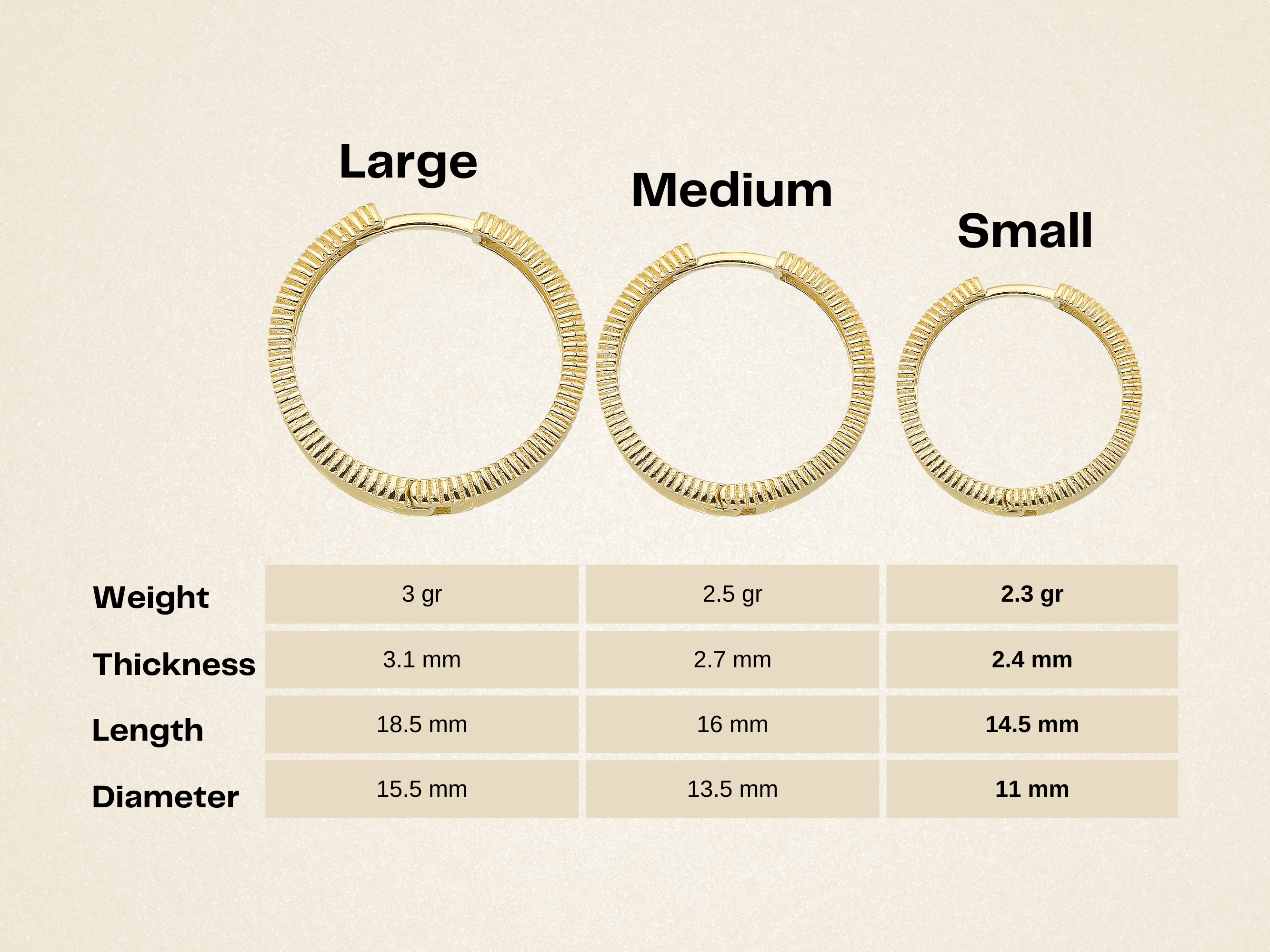 14K Solid Gold Ribbed Huggie Hoop Earrings | Mini Round Sleeper Hoops for Everyday Stacking - Hoop Earrings