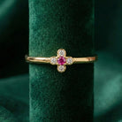 14K Solid Gold Ring Ruby & CZ Stones Cross Design Elegant Handmade Jewelry