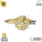 14K Solid Gold Rose Ring with Simulated Diamonds – Floral Nature Inspired Jewelry for Women