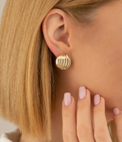 14K Solid Gold Round Omega Back Post Earrings - Earrings