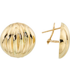 14K Solid Gold Round Omega Back Post Earrings - Earrings