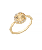 14K Solid Gold Round Shape Sunshine CZ Ring - Rings