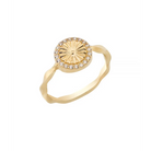 14K Solid Gold Round Shape Sunshine CZ Ring - Rings