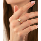 14K Solid Gold Round Shape Sunshine CZ Ring - Rings