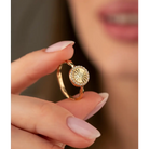 14K Solid Gold Round Shape Sunshine CZ Ring - Rings